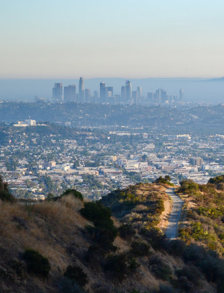 View of Downtown LA from Las Flores Motorway