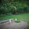 The entrance near Blue Slide is off the paved trail between the bench and picnic table. Trailhead is marked "Bench" but splits shortly below...