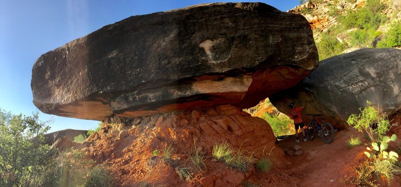 A short break under a dicey boulder.