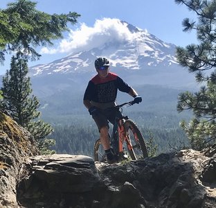 Descending the Dog River Trail with Mt Hood in the background...
