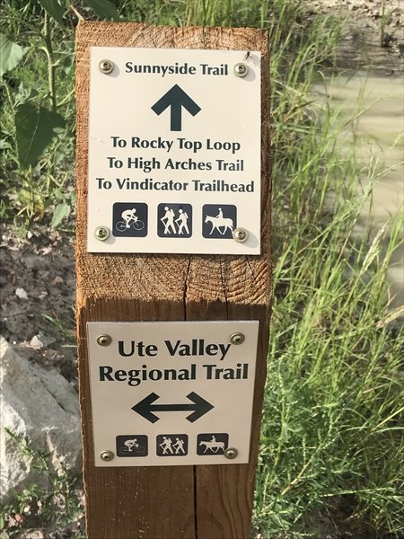 New Sunnyside trail where it crosses the (partially) paved Ute Valley Regional Trail