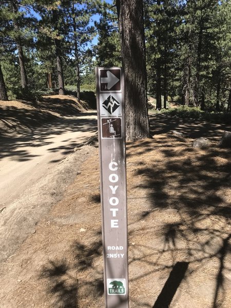 Skyline Road - Coyote intersection trail marker