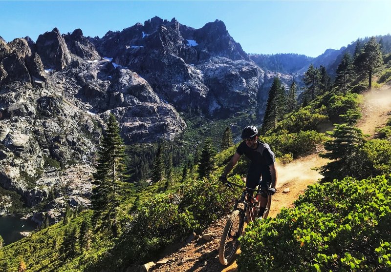 Riding down the Tamarack Connector Trail.