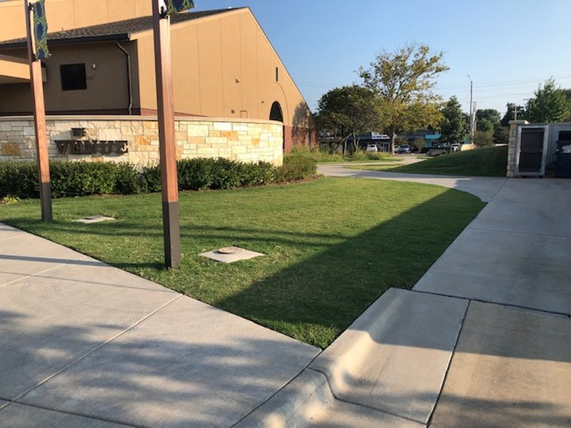 Path begins by the "Venue" building on West side of Park