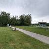 Benches, kiosks, bike racks at many points along the trail.