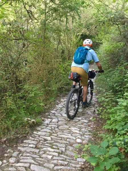 An armored section of trail at the start of the Aiguebrun.