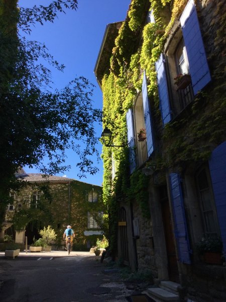Pedaling into Saignon. You can stay in these hilltop medieval villages to keep the load small and nimble.