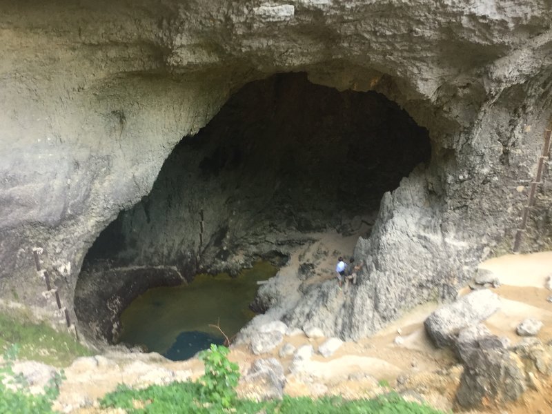 Fontaine de Vaucluse at low water. Everything in view is submerged at high water.