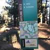 Trail marker/map at the junction of Skyline Road (2N10) and Skyline Trail - showing direction to Dickies (down Coyote).