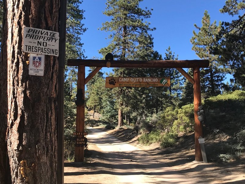 Entrance to the Camp Osito Rancho - no trespassing.