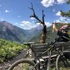 Taking a water break at the top of the climb. Absolutely incredible views after a hardy ride up.