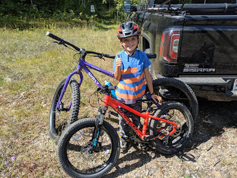 Trail can be challenging in a couple areas, but is definitely rideable by the little ones.