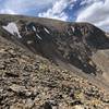 Looking up at the summit about a mile away