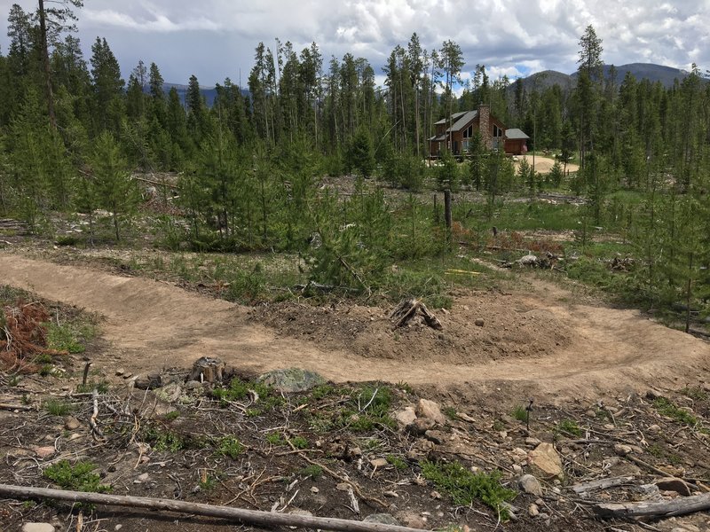 A pair of bermed turns on Moose Meander bike loop