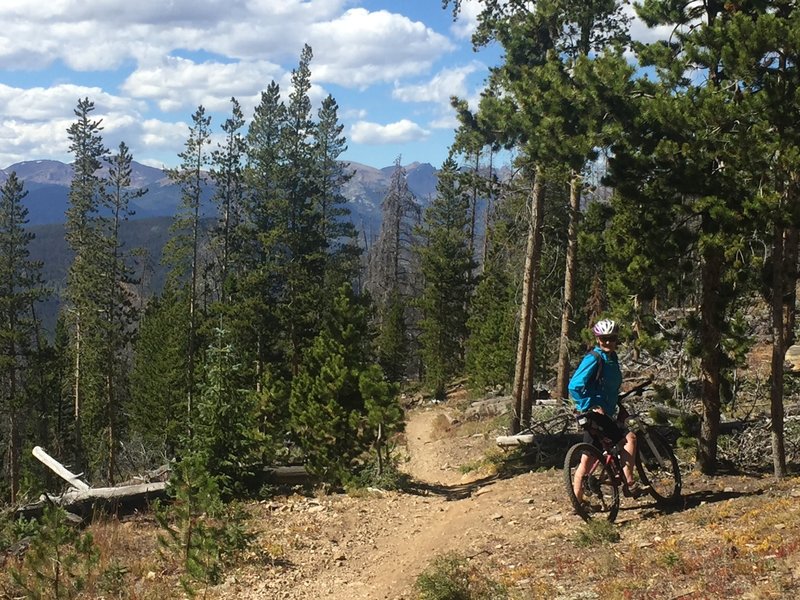 Downhill from here. Cool views on Breck peaks