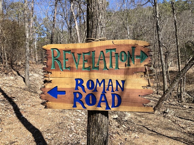 Creative signs on the Passion Play trails.