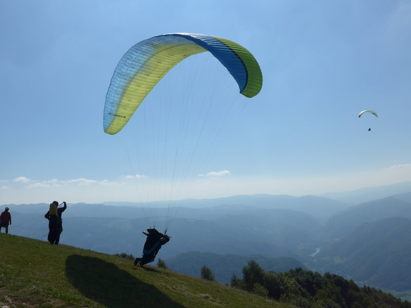 Kobala takeoff.  1.000 m above the valley of Soca