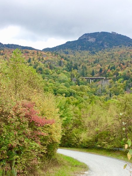 From Edgemont Rd: Grandfather Mountain and some famous curved Bridge.