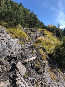 Rocky chute down to the waterfall