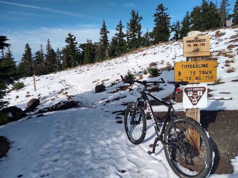 Top of the Timberline to Town Trail in October, right after the first snow