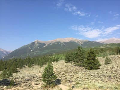View of the loop from the CT. Start far left on Black Cloud to first left top, then hike along entire ridge to middle, then ride down entire right side ridge.