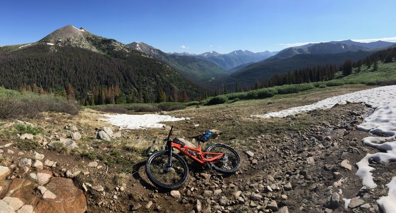 Nearing Williams Pass, looking back down the valley toward St. Elmo.