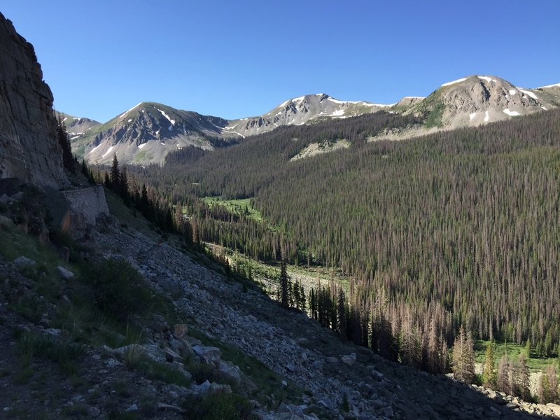 Back on the road after descending the south side of Williams Pass, looking in the general direction of Tomichi Pass.