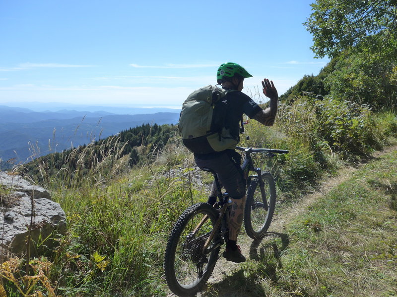 Riding on "Matajur Traverse" in view of Adriatic Sea