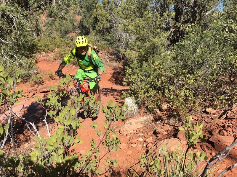 Crossing a dry wash on Two Fence Trail.