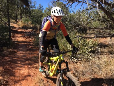 Coasting a mellow section of trail