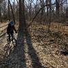 The campus woods trail is very wide, flat and perfect for beginners.