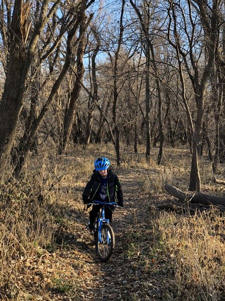 Pedaling hard to keep up with dad.  :)