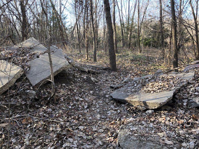 This area is full of concrete debris that offers lots of lines to choose from