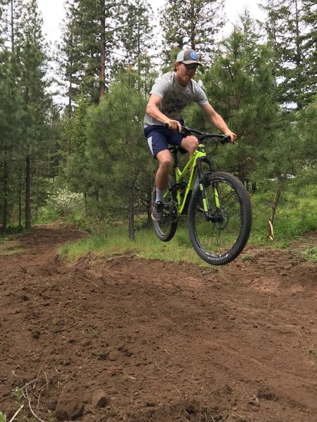 Cody was so excited to test the jumps he built, he forgot his helmet!  Always wear a HELMET!