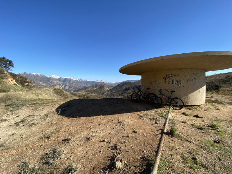 The "UFO" structure about 1.4 mi from the Lopez Canyon trailhead