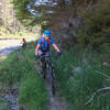 The trail clings to the river bank as you near the Howard Valley