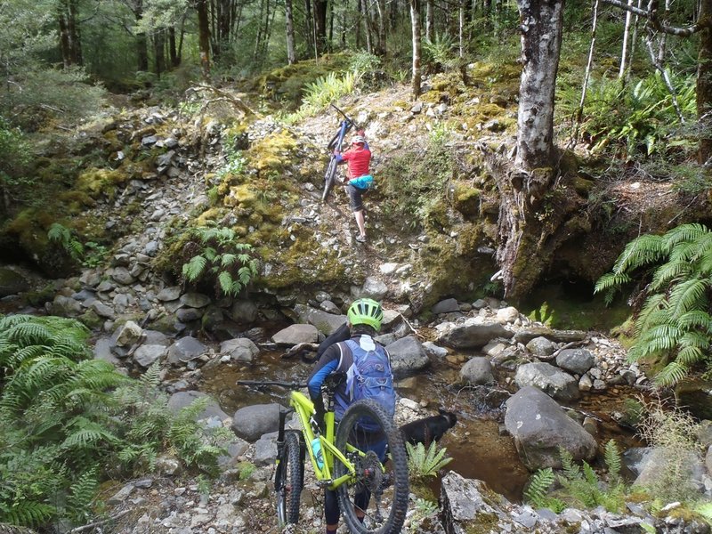 A side creek makes for a bit of a scramble