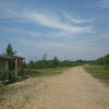 Moosic parking area information kiosk and trails starting point.