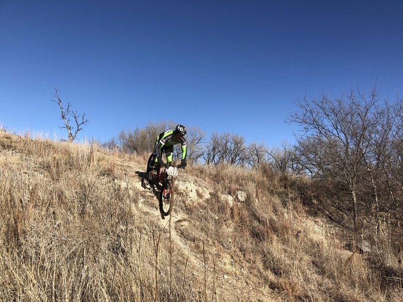 Billy's Playground has many small drops like this you can roll pretty easy, but might be intimidating to new riders.