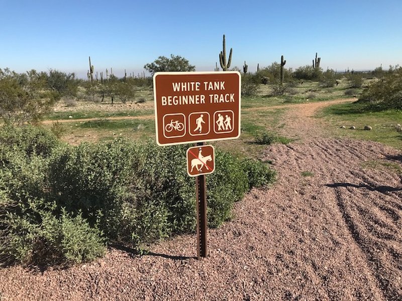 Short beginner trail for kids or others learning to ride mountain bike.  Trailhead in the parking lot area.