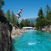 The natural swimming pool at Zoo alpin des Marécottes.