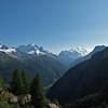view from Emosson towards the Mt Blanc massif
