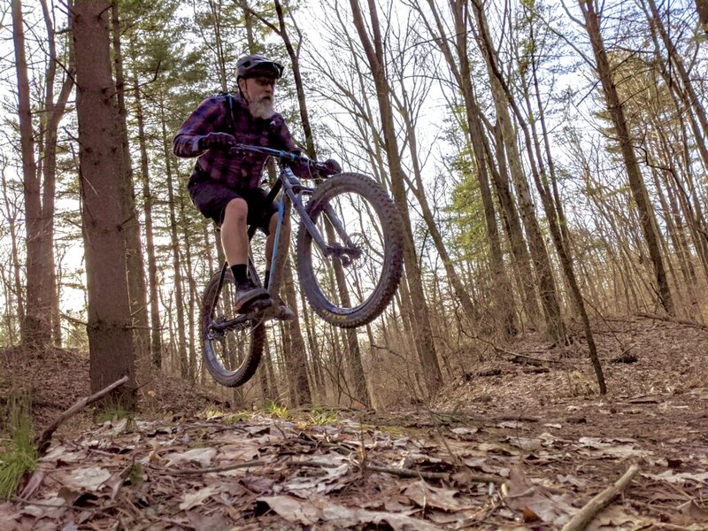 W trying the ET flying bike thing in Alpha Trail's MedEvac Valley.