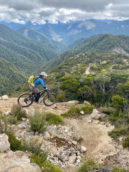 The technical and tricky section of trail leading down to the Skyline Steps