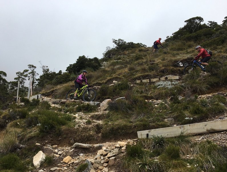 The tricky switchbacks on the descent below Ghost Lake