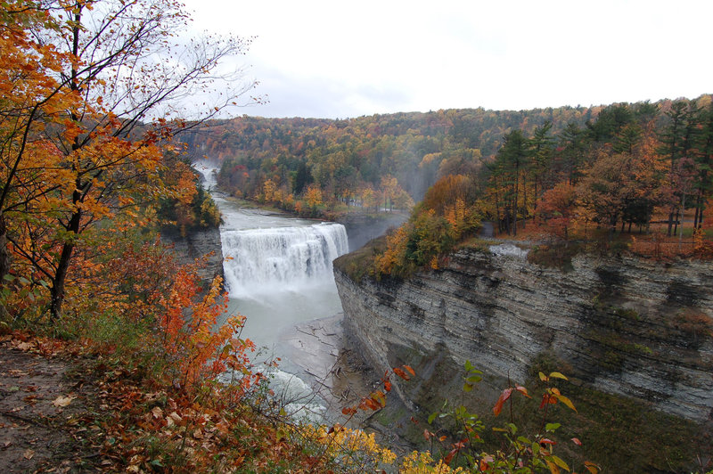 Letchworth State Park-Middle Falls with Upper Falls in background