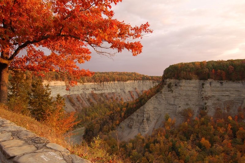 Letchworth State Park- Autumn Color at Big Bend with Genesee River