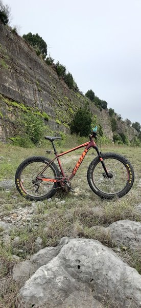 Down inside the blasted spillway