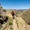 Nice smooth trail on a precarious ledge that runs by Reynolds canyon