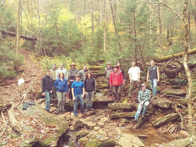 Monongahela Outdoor Volunteers and WVU students on a good trail day.